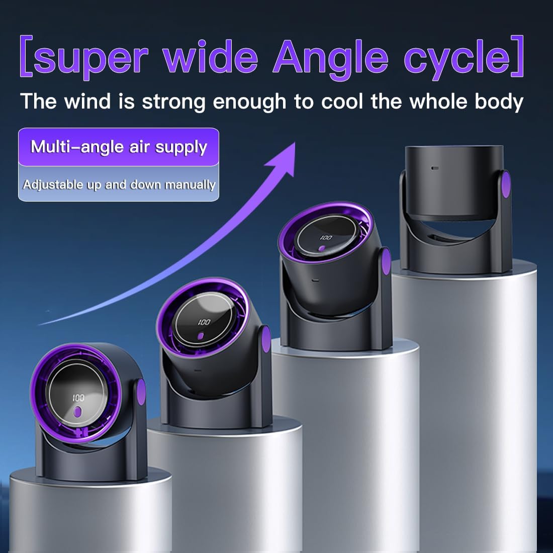 Misopily Rechargeable 100‑Speed Wall & Desk Fan with 180° Wide Oscillation, Ultra Quiet for Home, Office & Bedroom