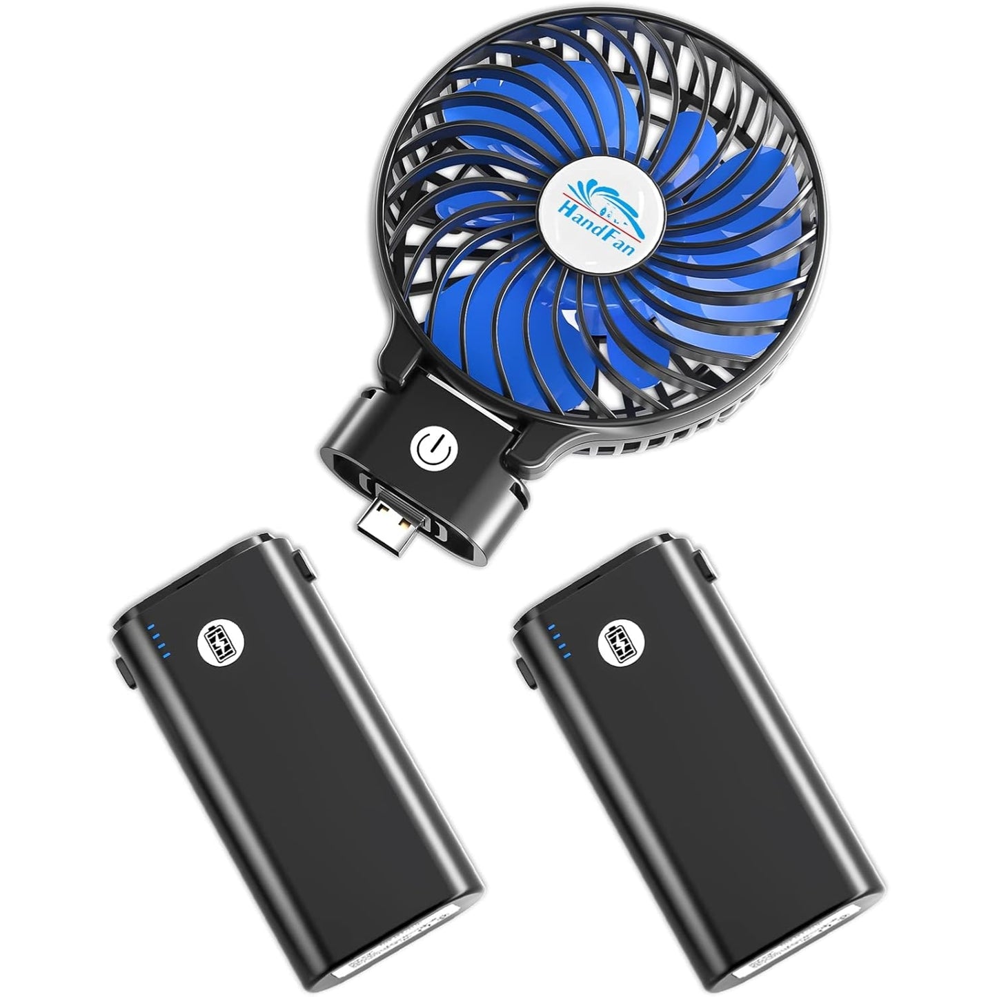 Misopily Ultra‑Portable 10,400 mAh Rechargeable Handheld Fan with Dual Battery Packs – Up to 40 Hours Runtime, Foldable Travel Design