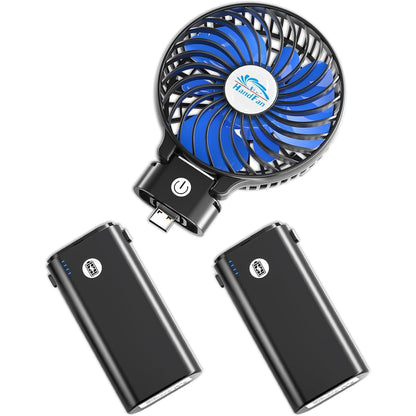 Misopily Ultra‑Portable 10,400 mAh Rechargeable Handheld Fan with Dual Battery Packs – Up to 40 Hours Runtime, Foldable Travel Design