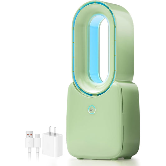 Misopily 11.8” Bladeless Desk Fan – Quiet USB Table Fan with 3 Speeds, Touch Control & 5‑Color LED Light for Home, Office, Bedroom