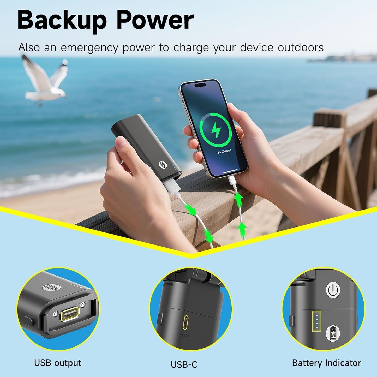 Misopily Ultra‑Portable 10,400 mAh Rechargeable Handheld Fan with Dual Battery Packs – Up to 40 Hours Runtime, Foldable Travel Design