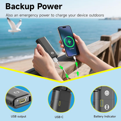 Misopily Ultra‑Portable 10,400 mAh Rechargeable Handheld Fan with Dual Battery Packs – Up to 40 Hours Runtime, Foldable Travel Design