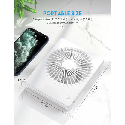 Misopily Rechargeable 2000mAh Desk Fan – Ultra‑Quiet 3‑Speed Portable Fan with 180° Tilt, Folding Design for Home, Office & Camping