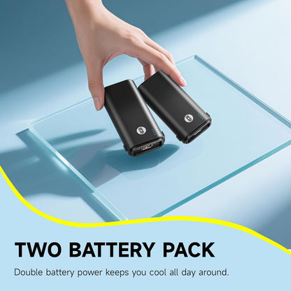 Misopily Ultra‑Portable 10,400 mAh Rechargeable Handheld Fan with Dual Battery Packs – Up to 40 Hours Runtime, Foldable Travel Design