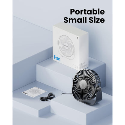 Misopily USB Desk Fan – 5.5″ Portable Table Fan with 3 Speeds, 90° Tilt, Ultra‑Quiet Motor & Long USB Cable for Home Office Travel