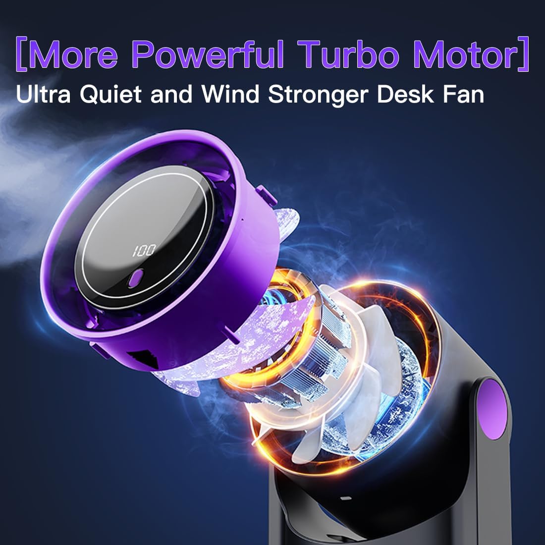 Misopily Rechargeable 100‑Speed Wall & Desk Fan with 180° Wide Oscillation, Ultra Quiet for Home, Office & Bedroom