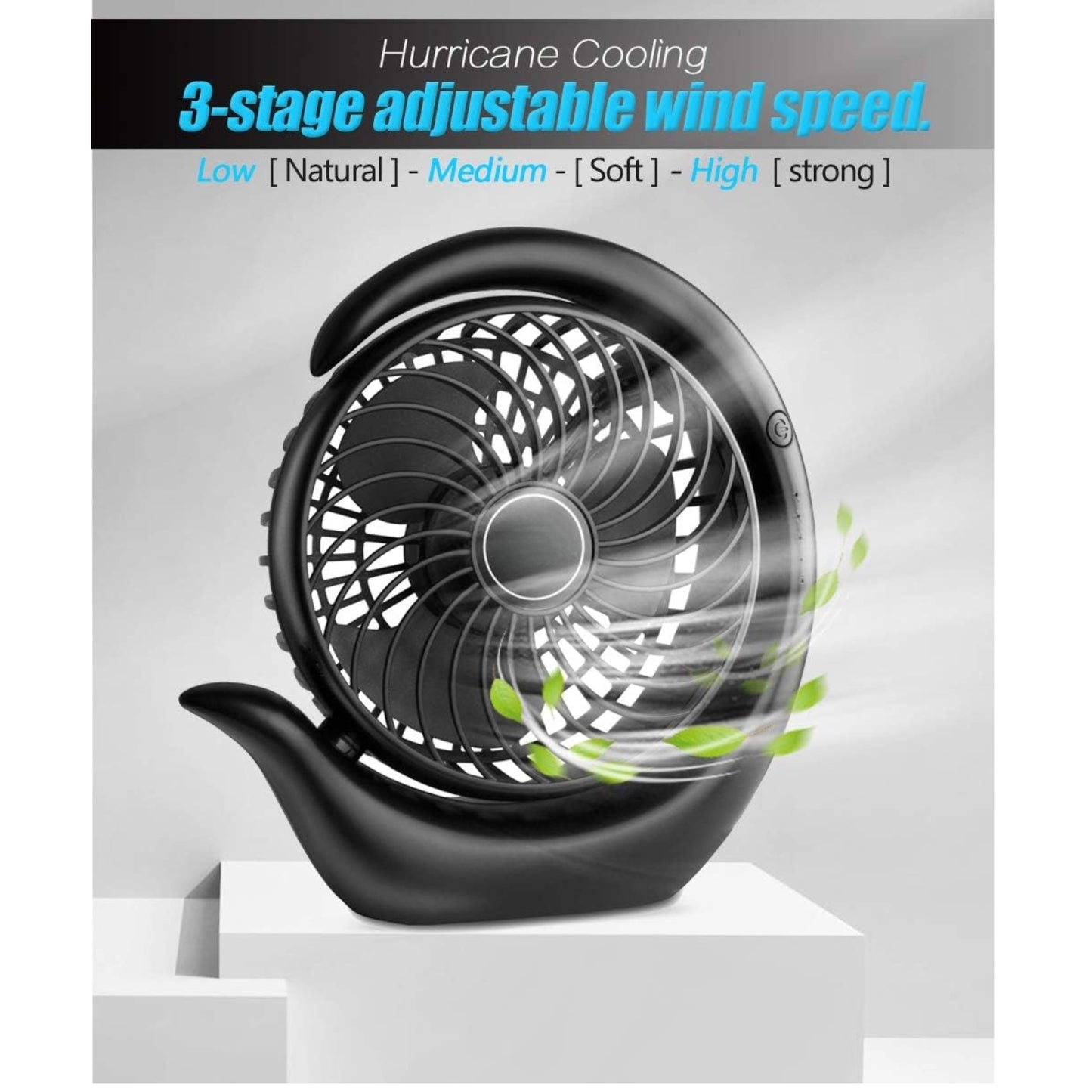 Misopily Portable 6.2″ Rechargeable Desk Fan – 3-Speed USB/Battery Power, 3600 mAh, Up to 24 hrs Runtime, 180° Adjustable Rotation for Home & Office