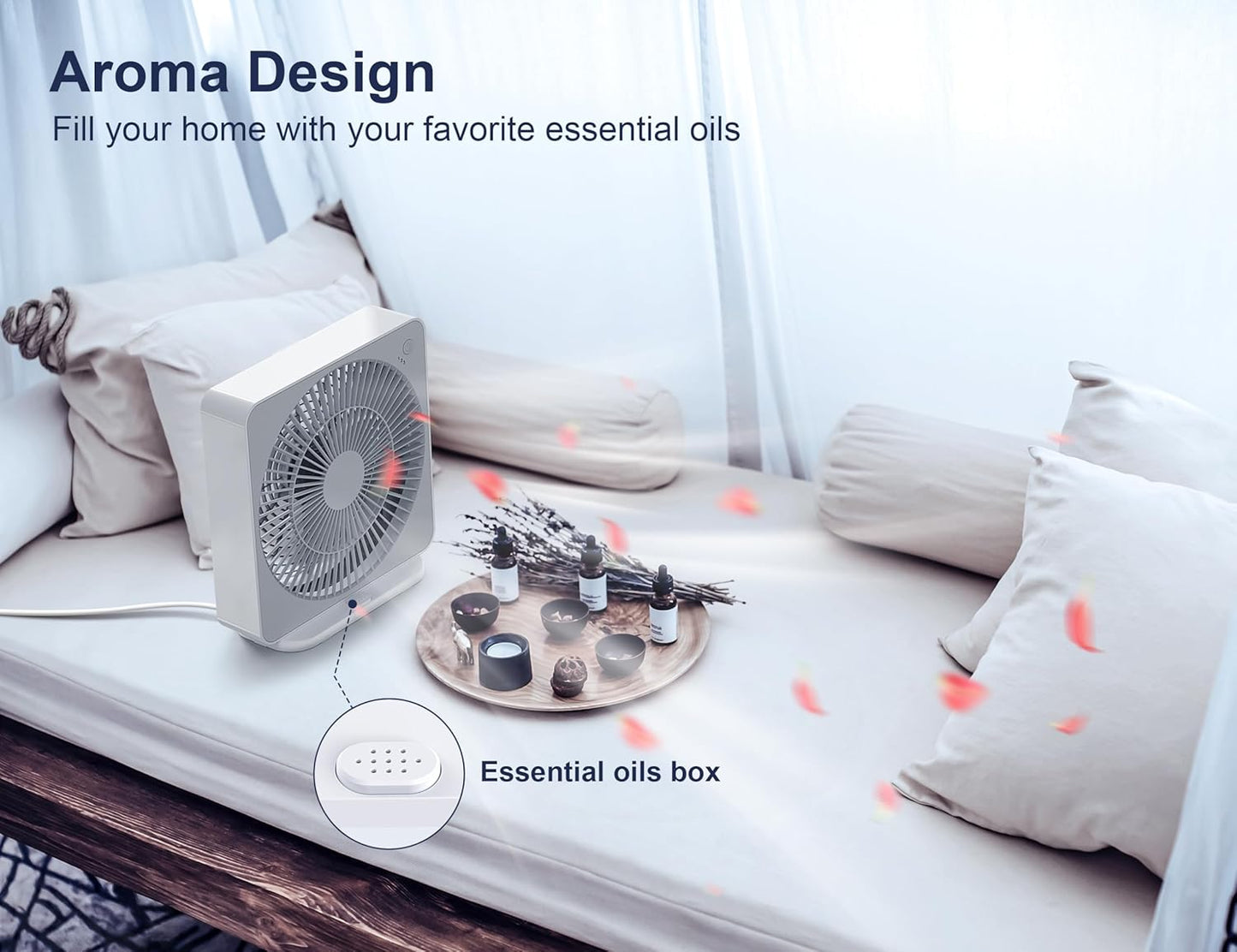 Misopily 10 Inch Compact Box Fan – 3 Speeds, AC Adapter Powered Square Table/Window Fan for Bedroom, Bathroom & Home