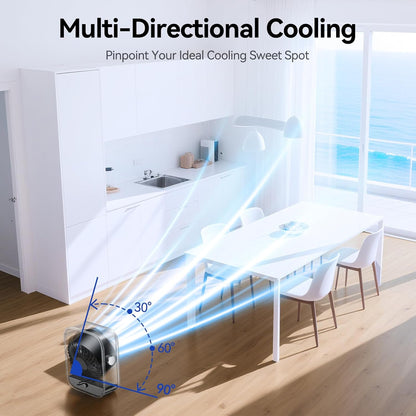 Misopily USB Rechargeable Quiet Desk Fan – 100 Speeds, Turbo Airflow, Digital Display, 90° Tilt for Home Office & Travel