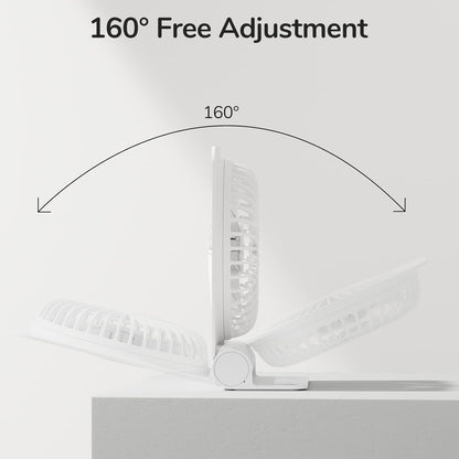 Misopily Rechargeable 4500 mAh Portable Desk Fan – USB‑C Foldable Mini Fan with 160° Tilt, Ultra‑Quiet Brushless Motor, 4 Speed Modes for Office/Home/Camping