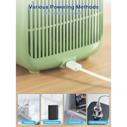 Misopily 11.8” Bladeless Desk Fan – Quiet USB Table Fan with 3 Speeds, Touch Control & 5‑Color LED Light for Home, Office, Bedroom