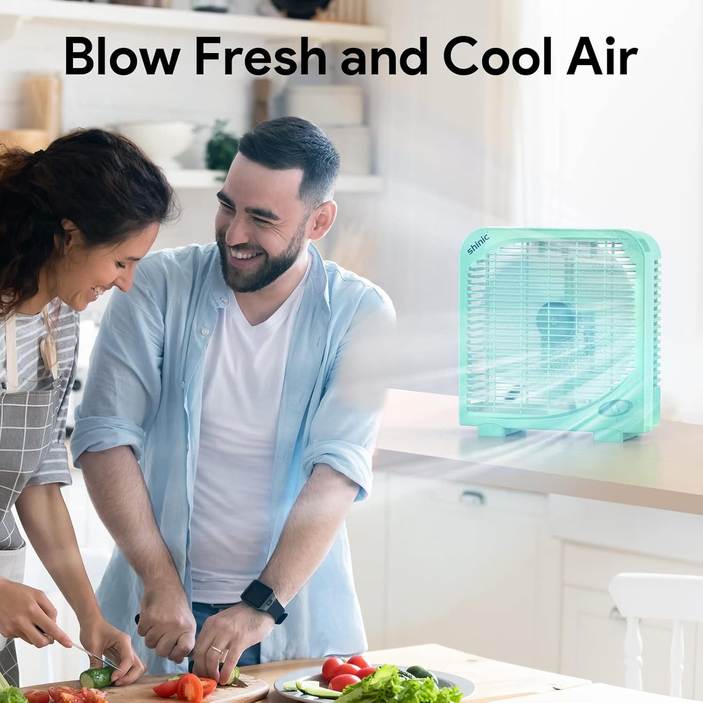 Misopily 10″ Quiet Tabletop Box Fan – 2-Speed Compact Air Circulator for Bedroom, Office, Dorm, Kitchen – Energy Efficient & Portable