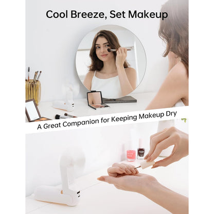 Misopily Handheld Folding Rechargeable Fan with 4500 mAh Power Bank – 3‑Speed Mini Pocket Fan, Up to 37 Hours Runtime, USB & Battery Operated