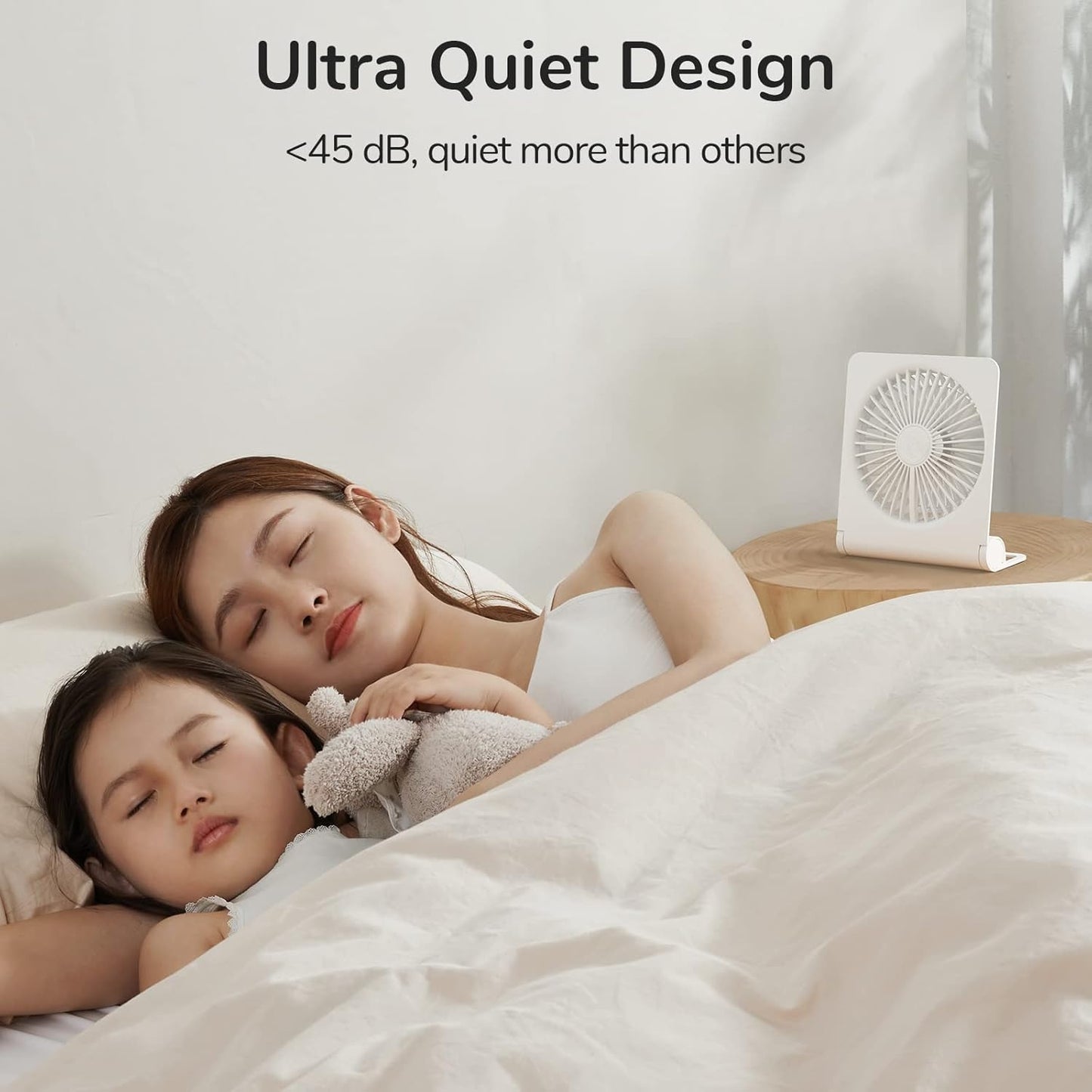 Misopily Rechargeable 4500 mAh Portable Desk Fan – USB‑C Foldable Mini Fan with 160° Tilt, Ultra‑Quiet Brushless Motor, 4 Speed Modes for Office/Home/Camping