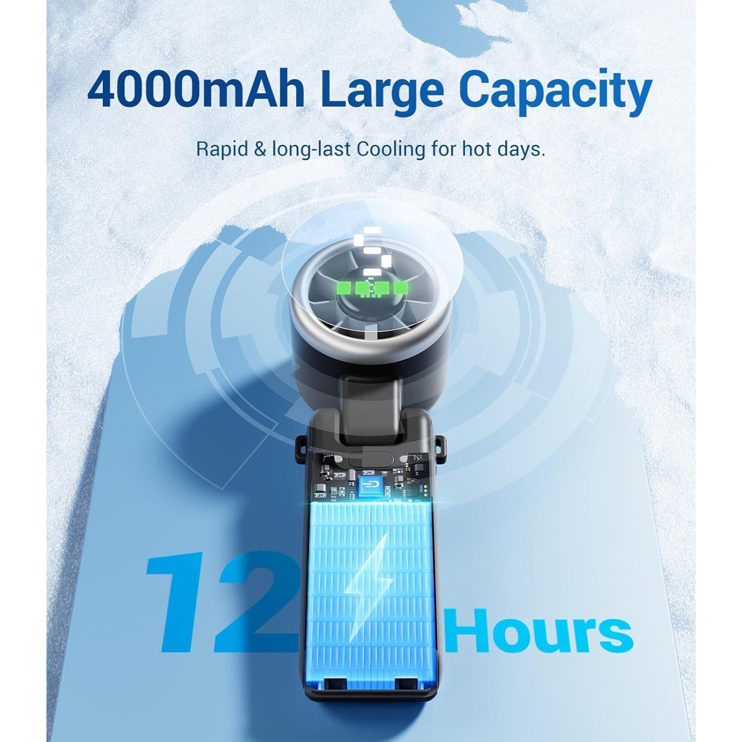 Misopily Portable Handheld Turbo Fan – 5‑Speed USB Rechargeable, Foldable Design, Up to 12h Battery, Outdoor & Travel Cooling