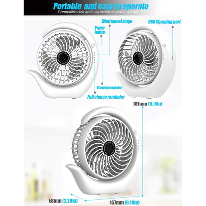 Misopily Portable 6.2″ Rechargeable Desk Fan – 3-Speed USB/Battery Power, 3600 mAh, Up to 24 hrs Runtime, 180° Adjustable Rotation for Home & Office