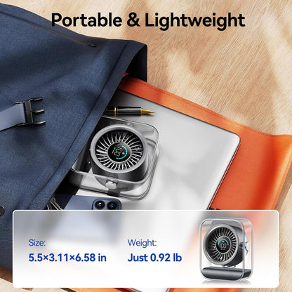Misopily USB Rechargeable Quiet Desk Fan – 100 Speeds, Turbo Airflow, Digital Display, 90° Tilt for Home Office & Travel