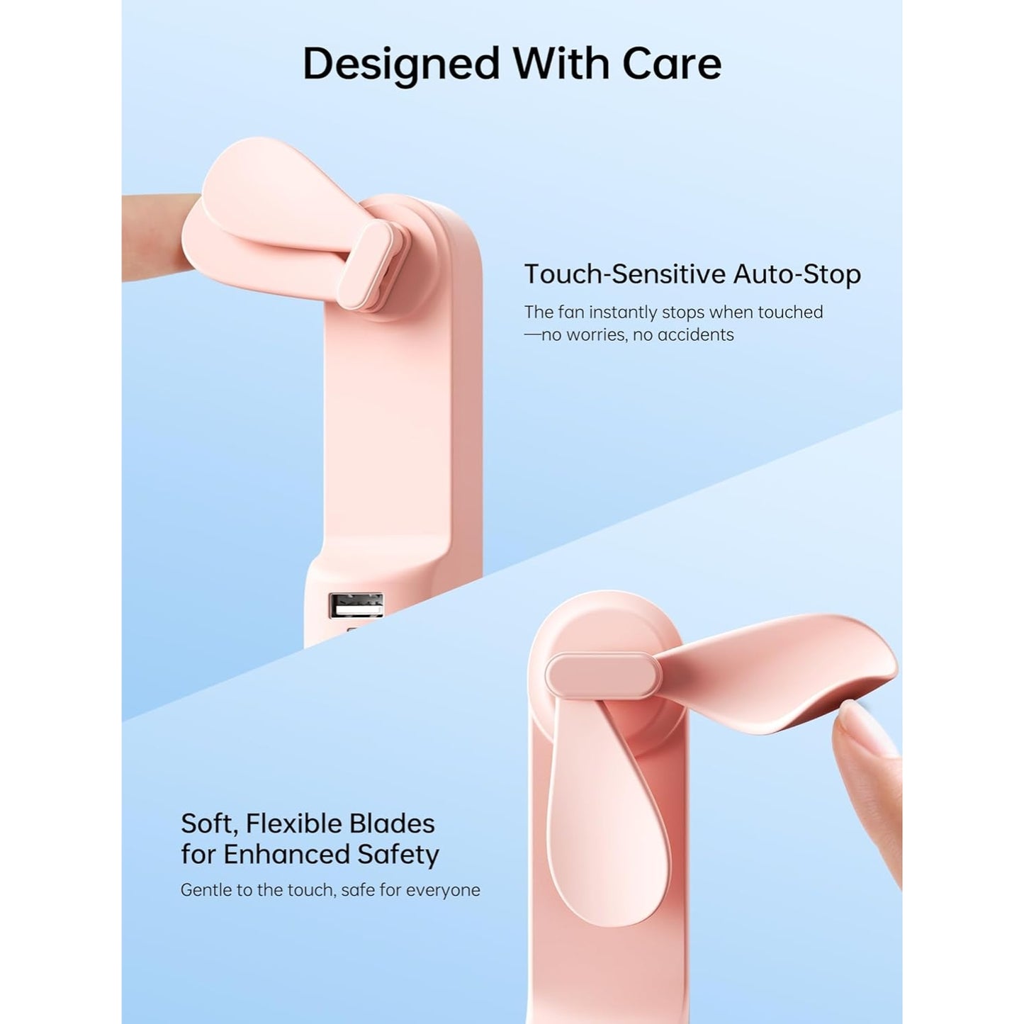 Misopily 3‑in‑1 USB Rechargeable Mini Handheld Fan with Power Bank & Flashlight – Pocket Size for Travel, Summer & Gifts