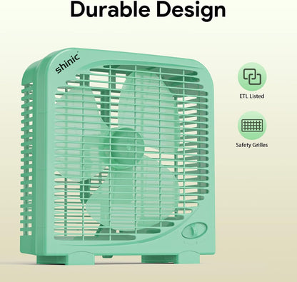 Misopily 10″ Quiet Tabletop Box Fan – 2-Speed Compact Air Circulator for Bedroom, Office, Dorm, Kitchen – Energy Efficient & Portable