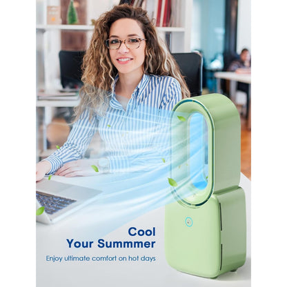 Misopily 11.8” Bladeless Desk Fan – Quiet USB Table Fan with 3 Speeds, Touch Control & 5‑Color LED Light for Home, Office, Bedroom