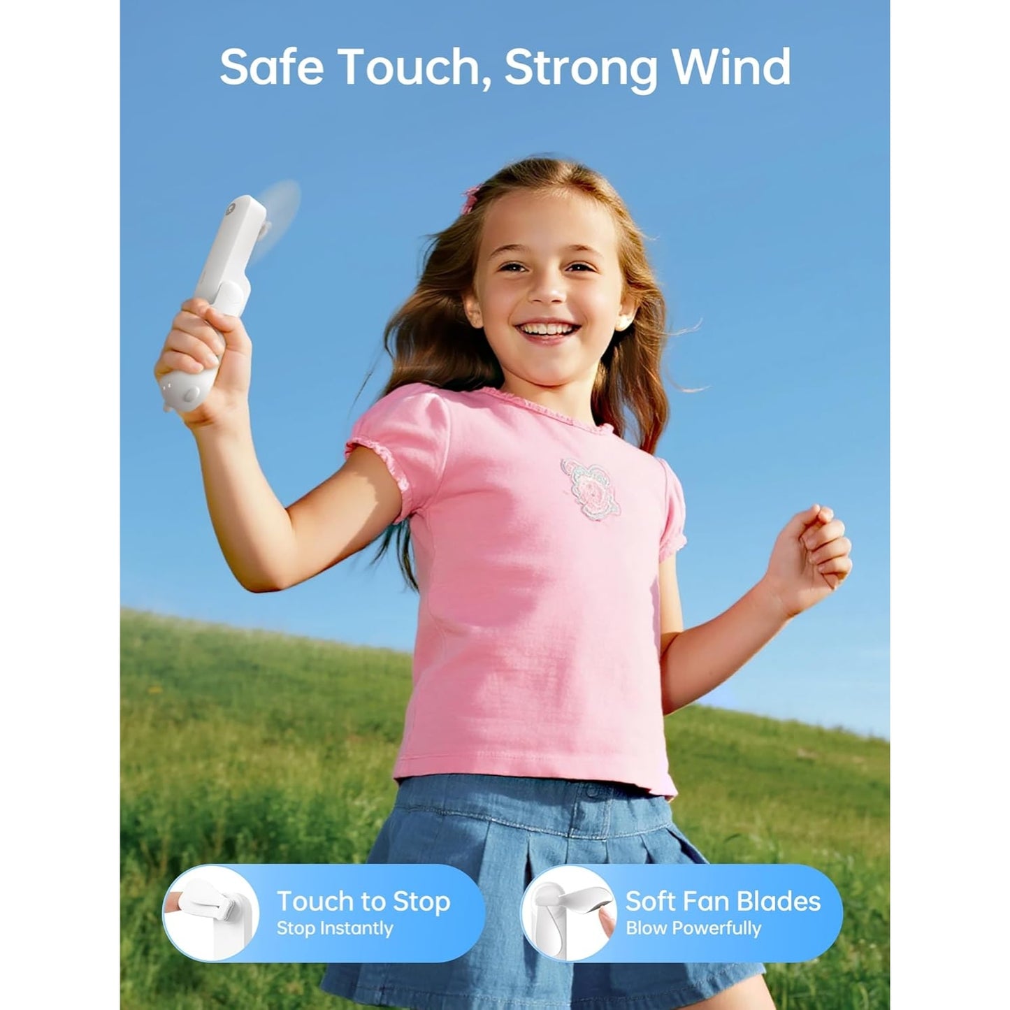 Misopily Handheld Folding Rechargeable Fan with 4500 mAh Power Bank – 3‑Speed Mini Pocket Fan, Up to 37 Hours Runtime, USB & Battery Operated