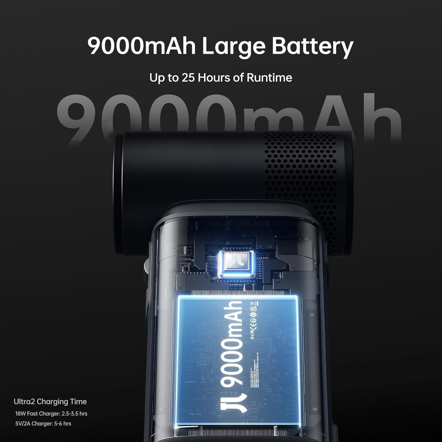 Misopily Portable Handheld Fan Ultra2 – 100‑Speed Turbo, 9,000 mAh Rechargeable with 18W Power Bank, Flashlight & Metal Shell (Travel, Outdoor, Camping)