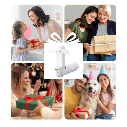 Misopily Handheld Folding Rechargeable Fan with 4500 mAh Power Bank – 3‑Speed Mini Pocket Fan, Up to 37 Hours Runtime, USB & Battery Operated