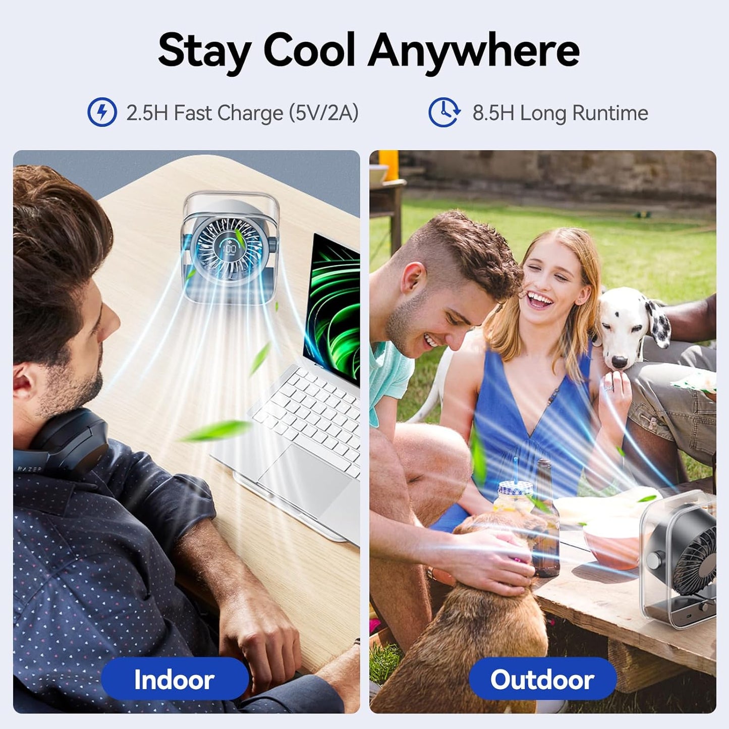 Misopily USB Rechargeable Quiet Desk Fan – 100 Speeds, Turbo Airflow, Digital Display, 90° Tilt for Home Office & Travel